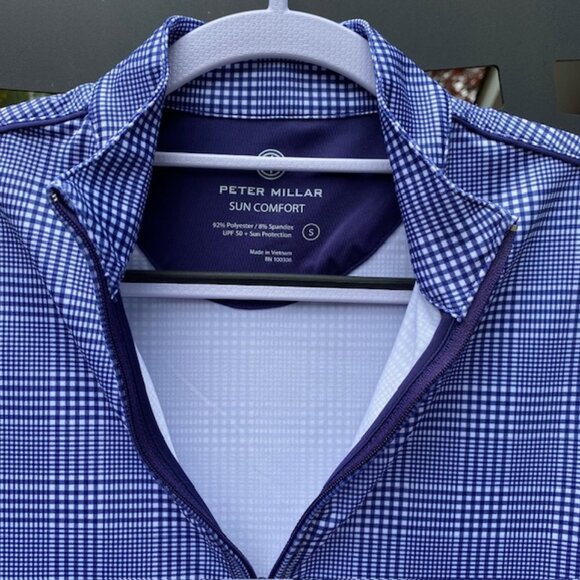 Peter Millar Womens Size Sm UPF 50 Sun Protective Zip Up Navy & White - Picture 3 of 4